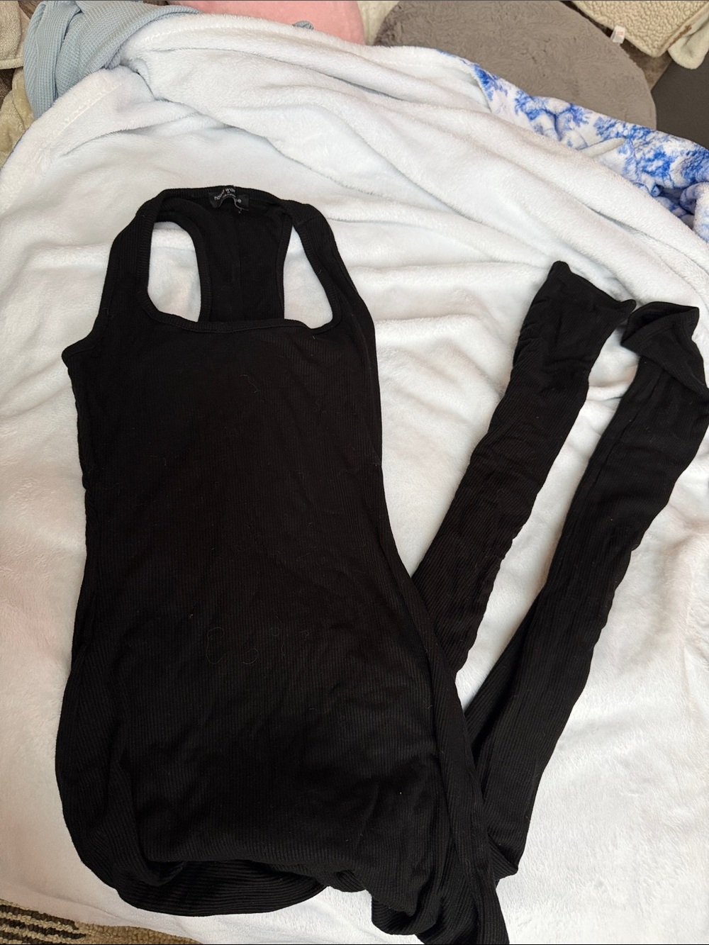 naked wardrobe Black Ribbed Racerback Jumpsuit